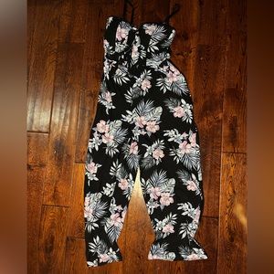 Black flowered jump suit